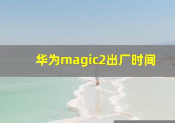 华为magic2出厂时间