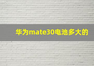 华为mate30电池多大的