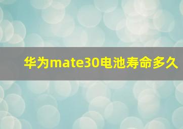 华为mate30电池寿命多久