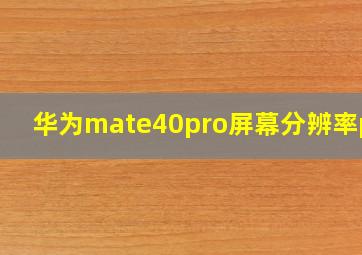 华为mate40pro屏幕分辨率ppi