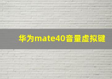 华为mate40音量虚拟键