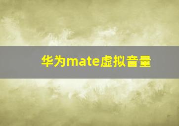 华为mate虚拟音量