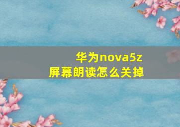 华为nova5z屏幕朗读怎么关掉