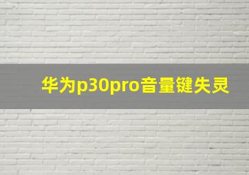 华为p30pro音量键失灵