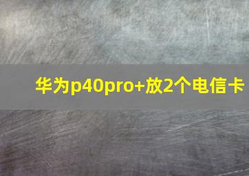 华为p40pro+放2个电信卡