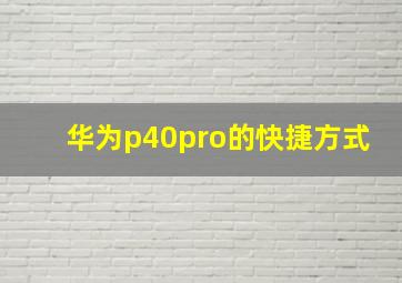 华为p40pro的快捷方式