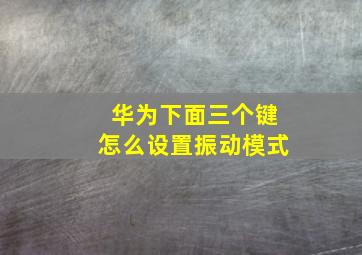 华为下面三个键怎么设置振动模式