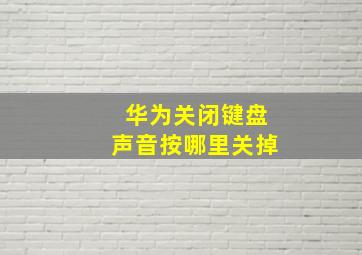 华为关闭键盘声音按哪里关掉