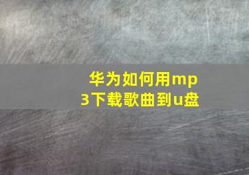 华为如何用mp3下载歌曲到u盘