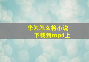 华为怎么将小说下载到mp4上