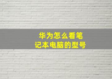 华为怎么看笔记本电脑的型号