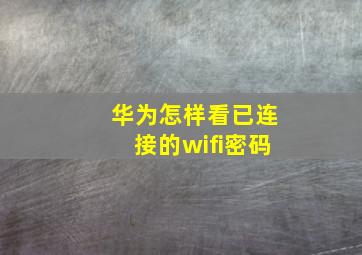 华为怎样看已连接的wifi密码