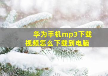 华为手机mp3下载视频怎么下载到电脑