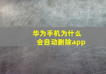 华为手机为什么会自动删除app