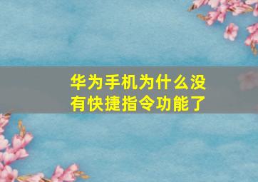 华为手机为什么没有快捷指令功能了