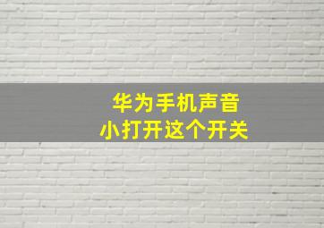 华为手机声音小打开这个开关