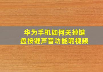 华为手机如何关掉键盘按键声音功能呢视频