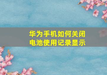 华为手机如何关闭电池使用记录显示