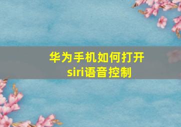 华为手机如何打开siri语音控制