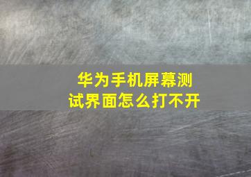 华为手机屏幕测试界面怎么打不开