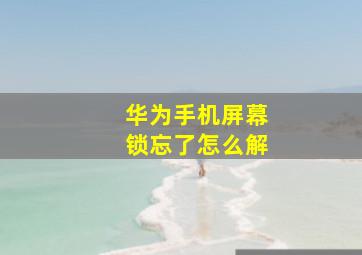 华为手机屏幕锁忘了怎么解