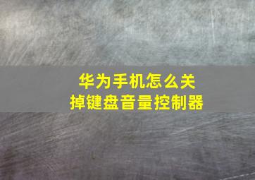 华为手机怎么关掉键盘音量控制器