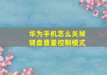 华为手机怎么关掉键盘音量控制模式