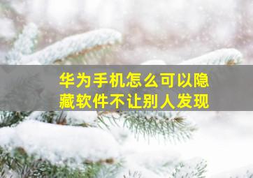 华为手机怎么可以隐藏软件不让别人发现