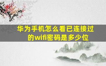 华为手机怎么看已连接过的wifi密码是多少位