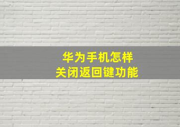 华为手机怎样关闭返回键功能