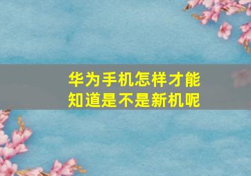 华为手机怎样才能知道是不是新机呢