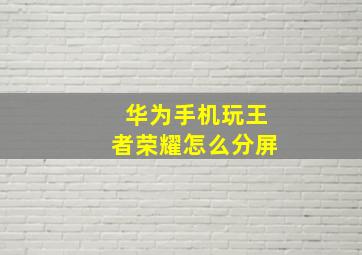 华为手机玩王者荣耀怎么分屏