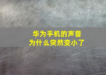 华为手机的声音为什么突然变小了