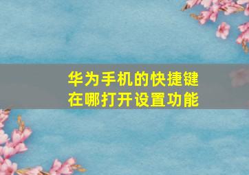 华为手机的快捷键在哪打开设置功能