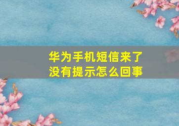 华为手机短信来了没有提示怎么回事