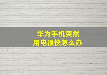 华为手机突然用电很快怎么办