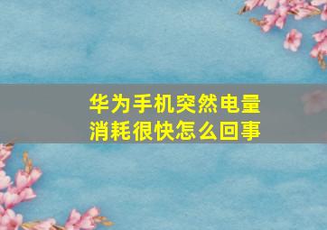 华为手机突然电量消耗很快怎么回事