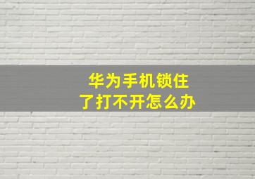 华为手机锁住了打不开怎么办