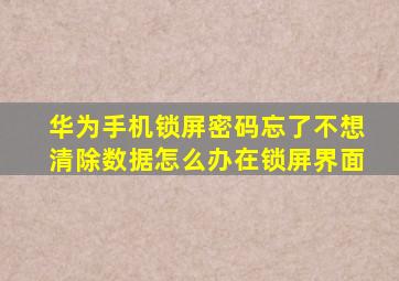 华为手机锁屏密码忘了不想清除数据怎么办在锁屏界面