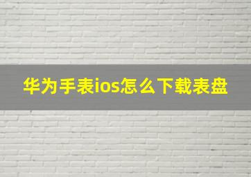 华为手表ios怎么下载表盘