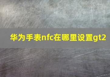 华为手表nfc在哪里设置gt2