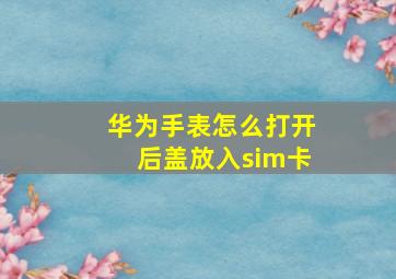 华为手表怎么打开后盖放入sim卡