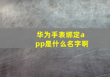 华为手表绑定app是什么名字啊