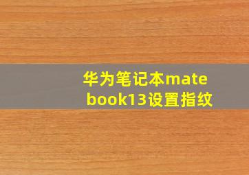 华为笔记本matebook13设置指纹