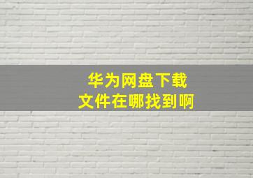 华为网盘下载文件在哪找到啊