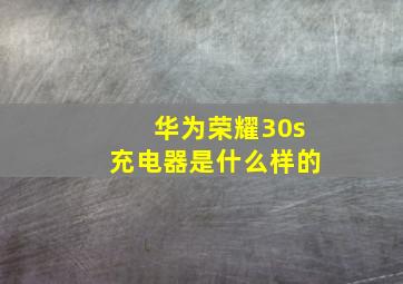 华为荣耀30s充电器是什么样的