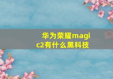 华为荣耀magic2有什么黑科技