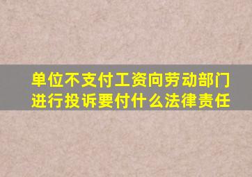 单位不支付工资向劳动部门进行投诉要付什么法律责任