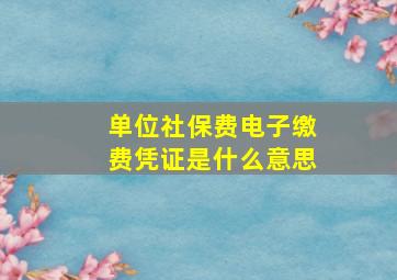 单位社保费电子缴费凭证是什么意思