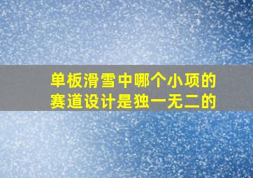 单板滑雪中哪个小项的赛道设计是独一无二的